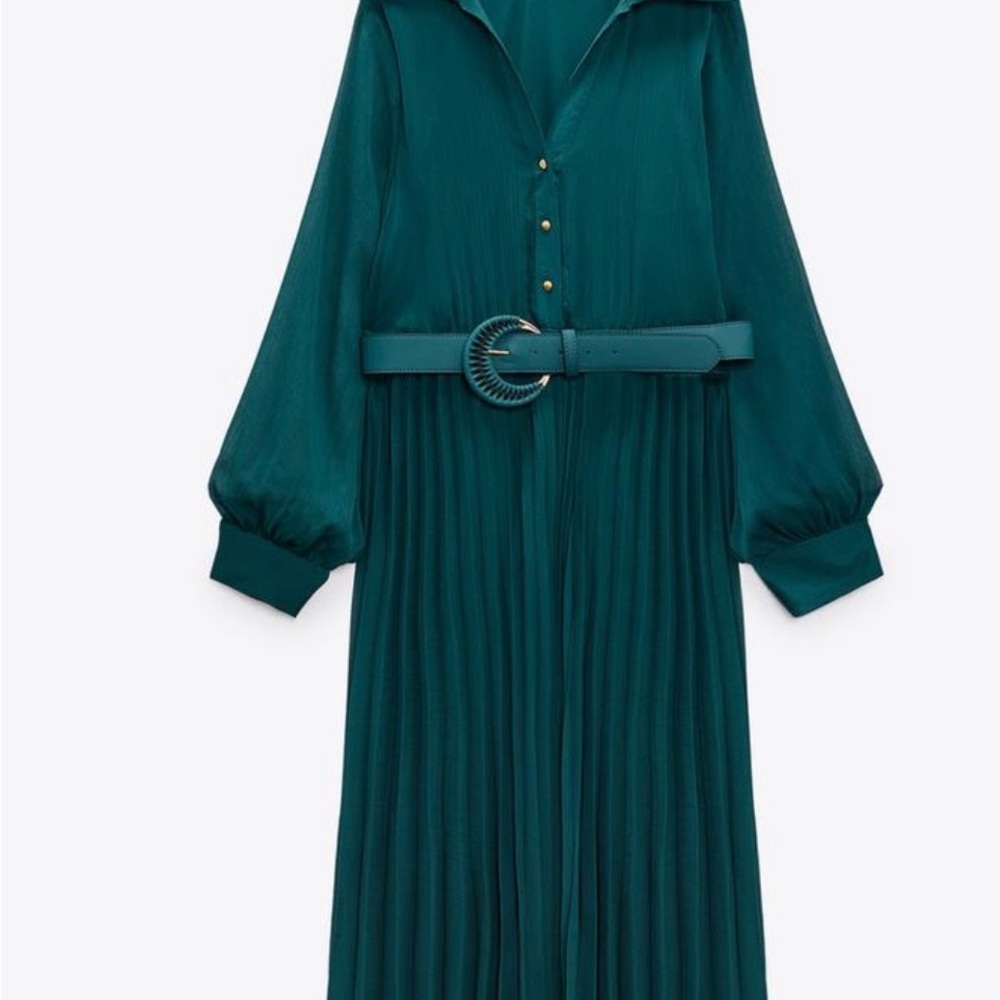 Zara Pleated Dress with Belt Size XL NWOT